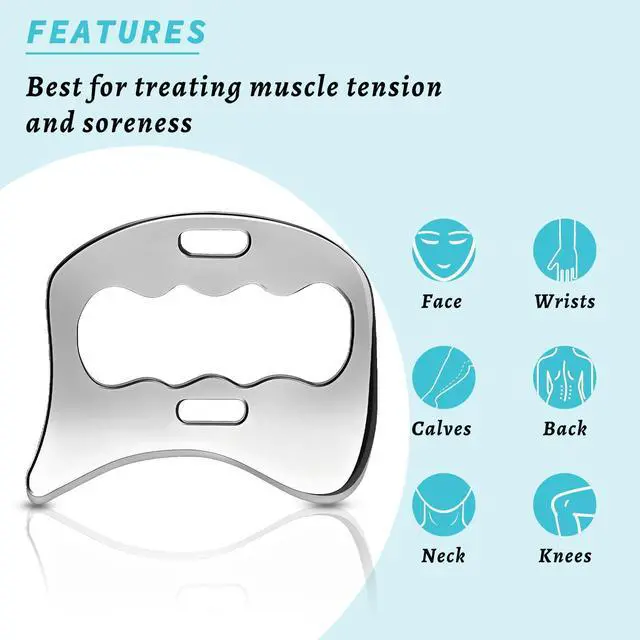 Alt view image 4 of 6 - Stainless Steel Gua Sha Muscle Scraper Tool, Myofascial Scraping Tools for Physical Therapy, Lymphatic Drainage Massager, Soft Tissue Massage Tool