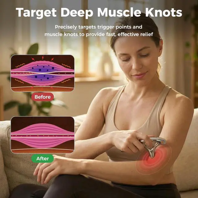 Alt view image 5 of 7 - Trigger Point Massage Tool for Deep Tissue 6 in 1 Metal Scraper Tool, Fascia Massage Tool for Body Pain Relief, Myofascial Relief, Gua Sha, Thumb Saver & Acupressure Tool