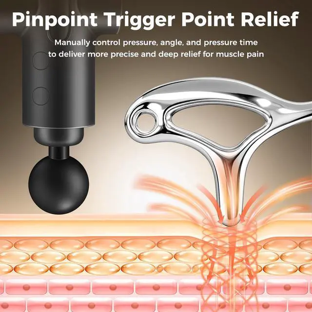 Alt view image 2 of 7 - Trigger Point Massage Tool for Deep Tissue 6 in 1 Metal Scraper Tool, Fascia Massage Tool for Body Pain Relief, Myofascial Relief, Gua Sha, Thumb Saver & Acupressure Tool