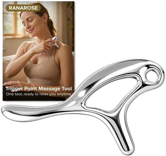 Main image of Trigger Point Massage Tool for Deep Tissue 6 in 1 Metal Scraper Tool, Fascia Massage Tool for Body Pain Relief, Myofascial Relief, Gua Sha, Thumb Saver & Acupressure Tool