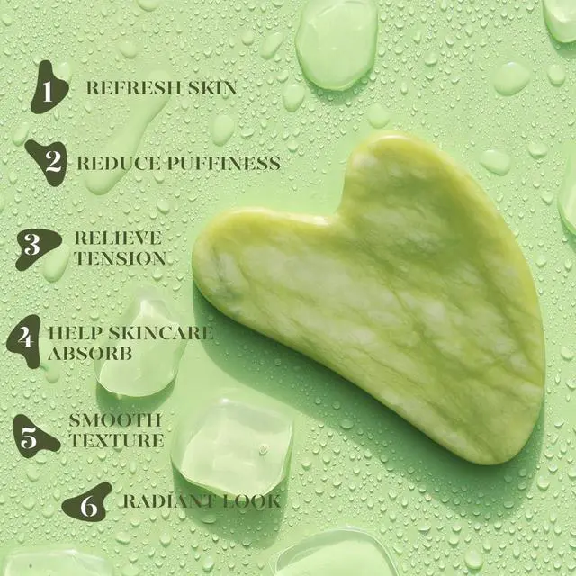 Alt view image 4 of 7 - IcyMe Gua Sha & Jade Roller Set, Cooling Face Roller & Guasha Tool for Face Depuffing, Facial Sculpting & Jawline Definition, Smooth Rolling Skincare Tools Gifts for Women & Men Green