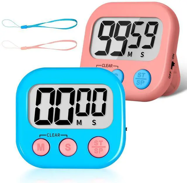 Main image of Classroom Timer for Kids Teachers 2 Pack Digital Timers, Blue & Pink
