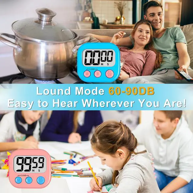 Alt view image 3 of 7 - Classroom Timer for Kids Teachers 2 Pack Digital Timers, Blue & Pink