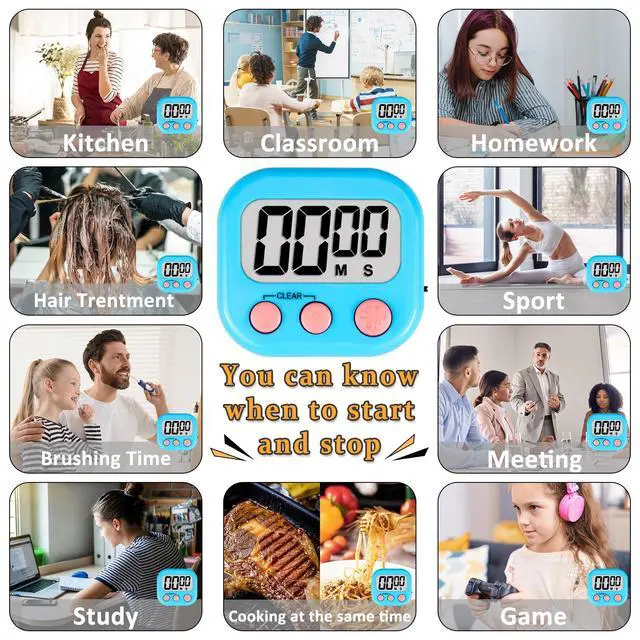 Alt view image 5 of 7 - Classroom Timers for Kids Classroom Magnetic Digital Kitchen Timers for Cooking Teachers Gym Game 6 Pcs Blue Green Pink Purple Yellow Orange