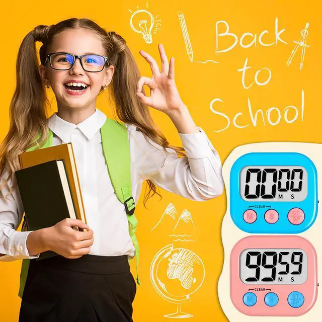 Alt view image 6 of 7 - Classroom Timer for Kids Teachers 2 Pack Digital Timers, Blue & Pink