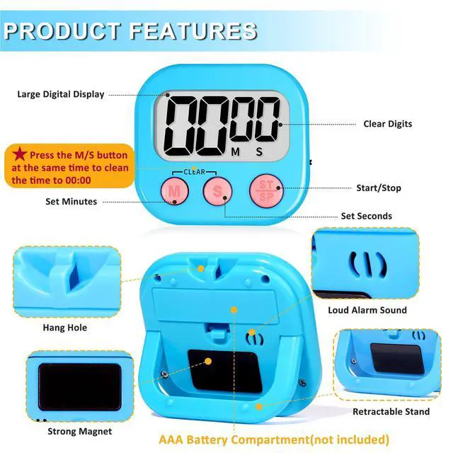 Alt view image 7 of 7 - Classroom Timer for Kids Teachers 2 Pack Digital Timers, Blue & Pink