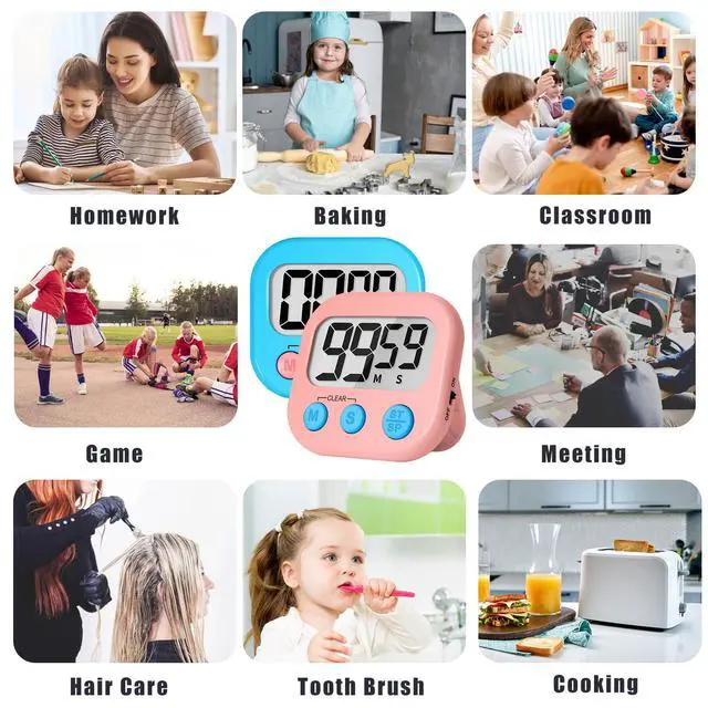 Alt view image 5 of 7 - Classroom Timer for Kids Teachers 2 Pack Digital Timers, Blue & Pink