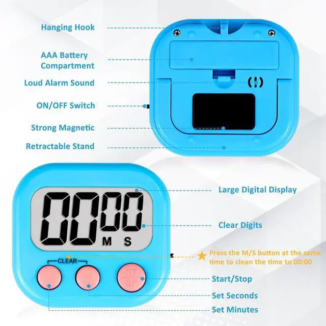 Alt view image 7 of 7 - Classroom Timers for Kids Classroom Magnetic Digital Kitchen Timers for Cooking Teachers Gym Game 6 Pcs Blue Green Pink Purple Yellow Orange