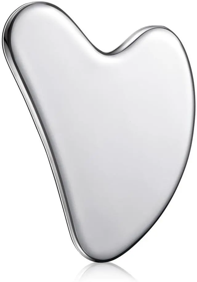 Main image of Stainless Steel Gua Sha Facial Tool, Metal Gua Sha for Lymphatic Drainage, Guasha Face Sculpting Double Chin Reduce with Pouch Self Care Gift(304 Stainless Steel,Silver)