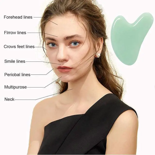 Alt view image 4 of 7 - Gua Sha, Jade Stone Gua Sha Massage Tool, Guasha Tool for Face and Body Skin Massage. Gua Sha Set for Toxins Prevents Wrinkles for SPA Acupuncture, Therapy Trigger Point Treatment.