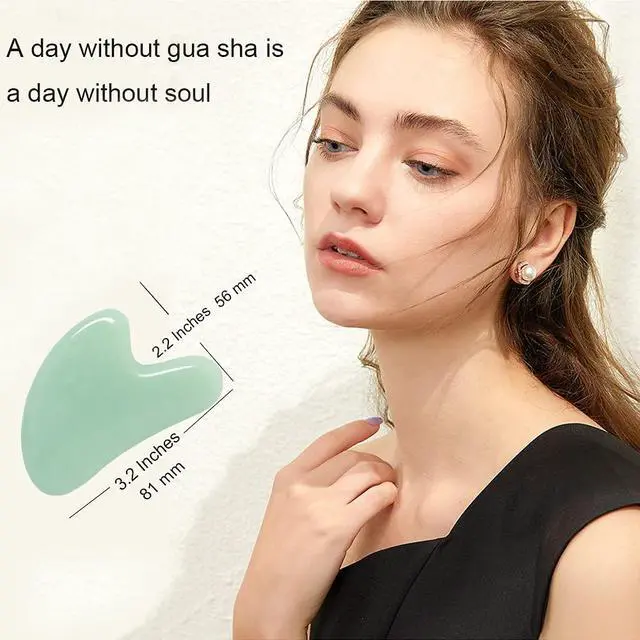Alt view image 5 of 7 - Gua Sha, Jade Stone Gua Sha Massage Tool, Guasha Tool for Face and Body Skin Massage. Gua Sha Set for Toxins Prevents Wrinkles for SPA Acupuncture, Therapy Trigger Point Treatment.