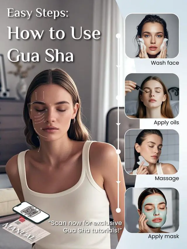 Alt view image 5 of 7 - Gua Sha Facial Tools, Stainless Steel Guasha Tool - Silver | Face Massage Tool for Jawline Sculpting, Puffiness Reducing, Gua Sha Double Chin Reducer, Skin Care Gift for Women