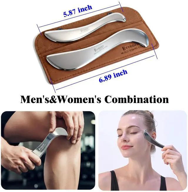 Alt view image 2 of 7 - Large and Small Set,Stainless Steel Gua Sha Muscle Scraper Tool-Scraping Massage Tools,Scar Tissue Tool for Physical Therapy Tool