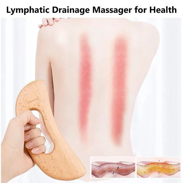 Alt view image 3 of 7 - Lymphatic Drainage Massager, Wooden Gua Sha Tool for Body, Manual Massage Scraper for Anti Cellulite and Relieve Muscle Fatigue, Body Gua Sha Paddle (Style A)