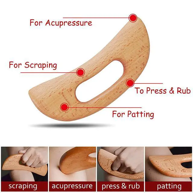 Alt view image 7 of 7 - Lymphatic Drainage Massager, Wooden Gua Sha Tool for Body, Manual Massage Scraper for Anti Cellulite and Relieve Muscle Fatigue, Body Gua Sha Paddle (Style A)