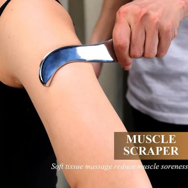 Alt view image 2 of 7 - Stainless Steel Guasha Scraping Massage Tool-Muscle Scraper Tool for Soft Tissue, Physical Therapy for Back, Legs, Arms, Neck, Shoulder (A)