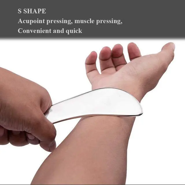 Alt view image 4 of 7 - Stainless Steel Guasha Scraping Massage Tool-Muscle Scraper Tool for Soft Tissue, Physical Therapy for Back, Legs, Arms, Neck, Shoulder (A)