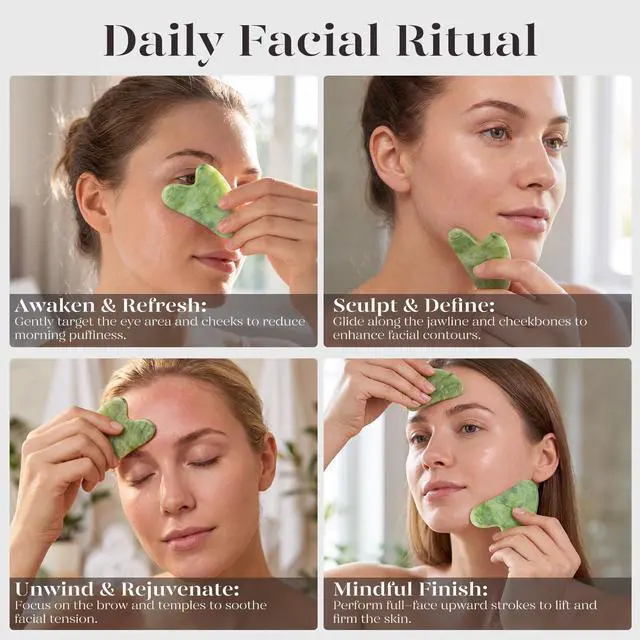 Alt view image 3 of 7 - IcyMe Gua Sha Facial Tools Face Massager for Skin Care, Relaxation and Reduce Wrinkles Puffiness Skin Care Tools, Self Care Gift for Men Women - Green