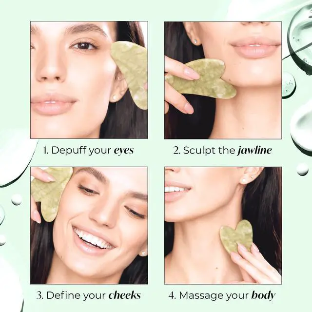 Alt view image 4 of 6 - PLANTIFIQUE Gua Sha Facial Tools | Gifts | Massage Tool | Jawline Sculptor | Face Sculpting Tool for Your Skin Care Routine | Jade Guasha
