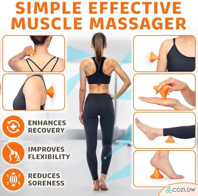 Alt view image 2 of 7 - Trigger Point Massage Tool - Pyramid Shaped 4 Point Massager Ball - Muscle Knot Release - Myofascial Wellness Therapy - Back, Feet, Psoas Pain