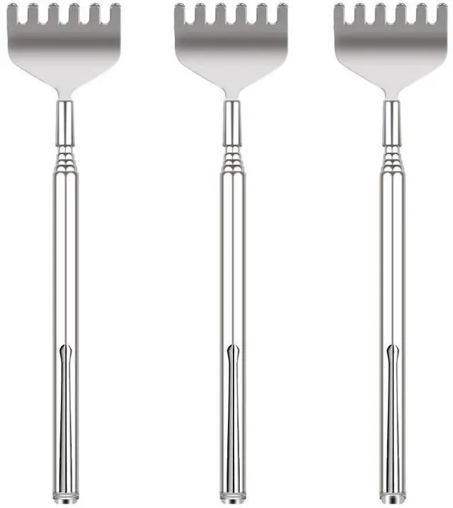 Main image of Extendable Back Scratcher for Men 3 Pack Portable Telescopic Metal Back Scratchers/Hand Massager with Pocket Clip for Thanksgiving, Birthday, Christmas Gifts