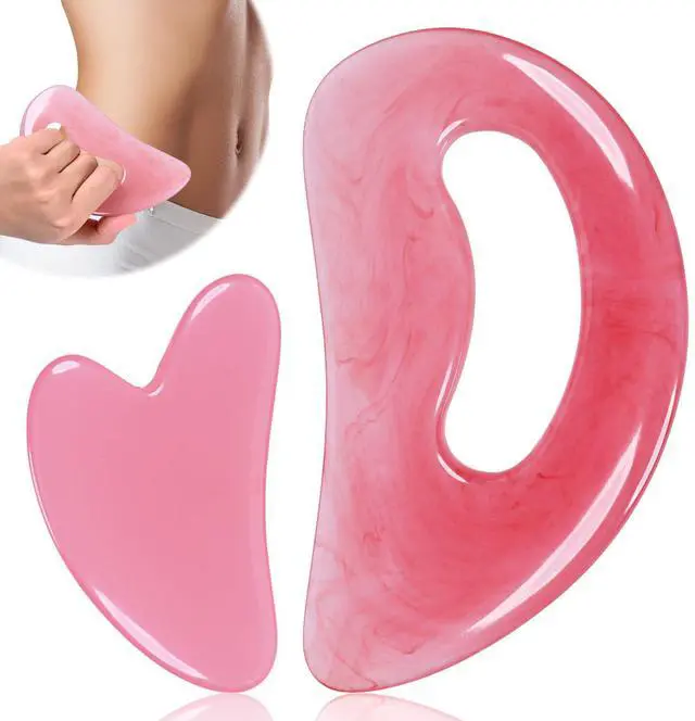 Main image of Body Gua Sha Tool Cellulite Guasha Tool for Body Body Massage Tools (Natural Resin) Lymphatic Drainage Tool Guasha Tool for FaceBack, Legs, Women's Body Shaping Tools (Pink) (Pink)