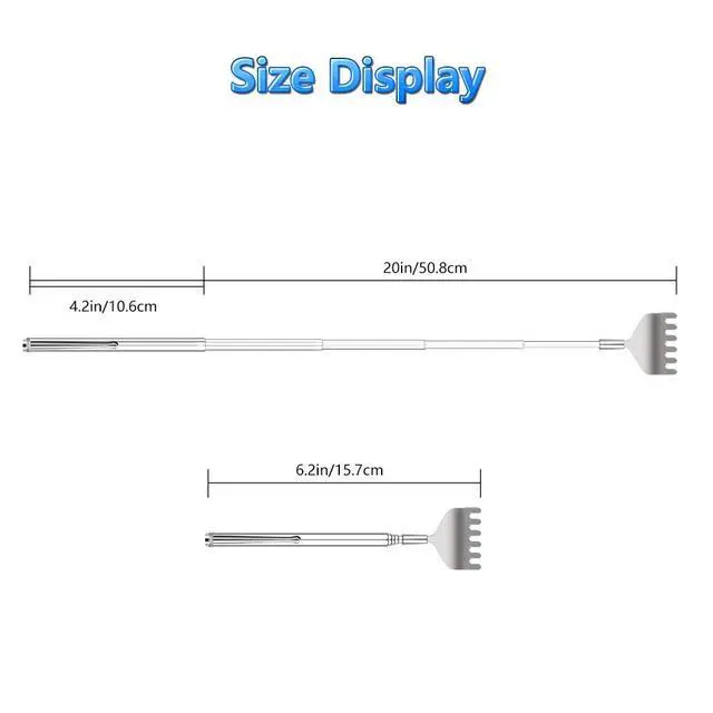 Alt view image 2 of 7 - Extendable Back Scratcher for Men 3 Pack Portable Telescopic Metal Back Scratchers/Hand Massager with Pocket Clip for Thanksgiving, Birthday, Christmas Gifts