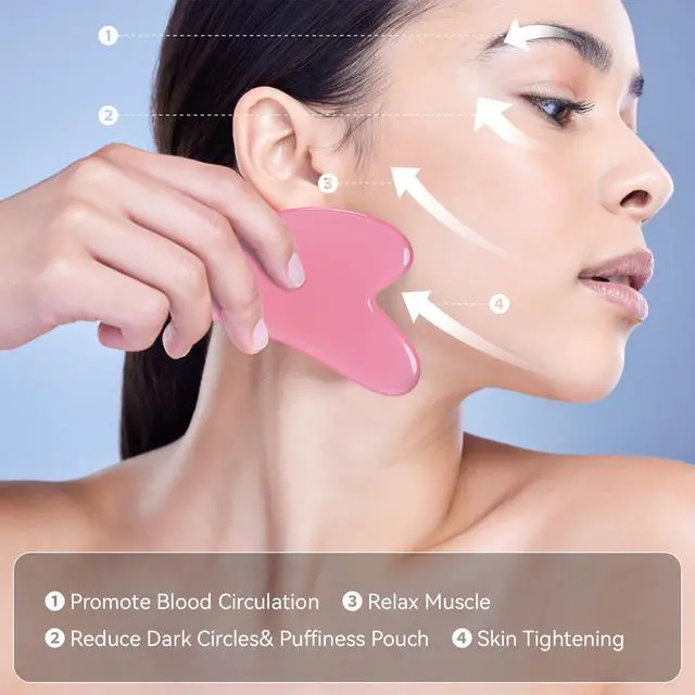 Alt view image 3 of 7 - Body Gua Sha Tool Cellulite Guasha Tool for Body Body Massage Tools (Natural Resin) Lymphatic Drainage Tool Guasha Tool for FaceBack, Legs, Women's Body Shaping Tools (Pink) (Pink)