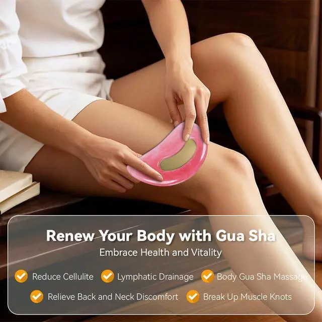 Alt view image 7 of 7 - Body Gua Sha Tool Cellulite Guasha Tool for Body Body Massage Tools (Natural Resin) Lymphatic Drainage Tool Guasha Tool for FaceBack, Legs, Women's Body Shaping Tools (Pink) (Pink)