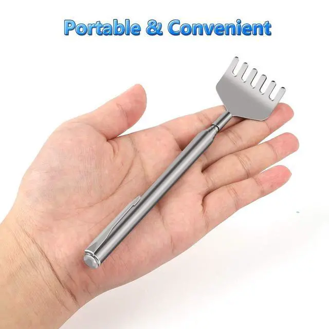 Alt view image 6 of 7 - Extendable Back Scratcher for Men 3 Pack Portable Telescopic Metal Back Scratchers/Hand Massager with Pocket Clip for Thanksgiving, Birthday, Christmas Gifts