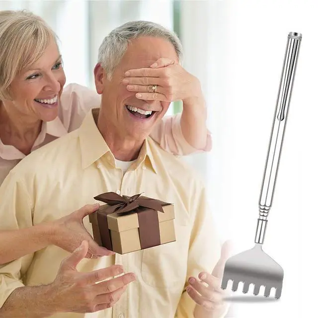 Alt view image 7 of 7 - Extendable Back Scratcher for Men 3 Pack Portable Telescopic Metal Back Scratchers/Hand Massager with Pocket Clip for Thanksgiving, Birthday, Christmas Gifts