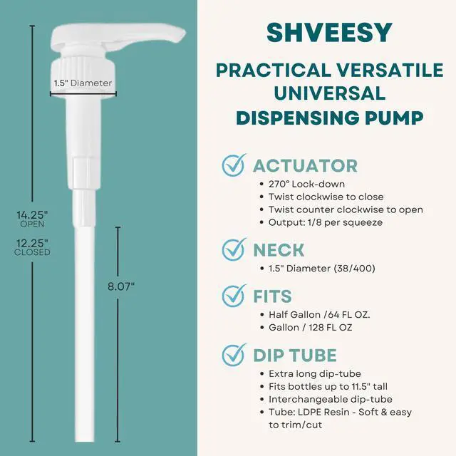 Alt view image 2 of 6 - Gallon Pump Dispenser | for Plastic or Glass Bottles | Heavy-Duty Leak Proof for Commercial and Household Use | Pump for Gallon Jug | Non-BPA Plastic (Pack of 2)
