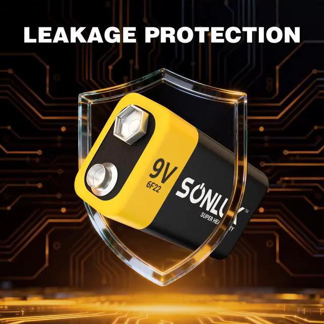 Alt view image 3 of 7 - 9V Batteries 10 Pack Carbon Zinc 6F22 Square 9 Volt Battery for Smoke/CO Detector, Ultra Long Lasting