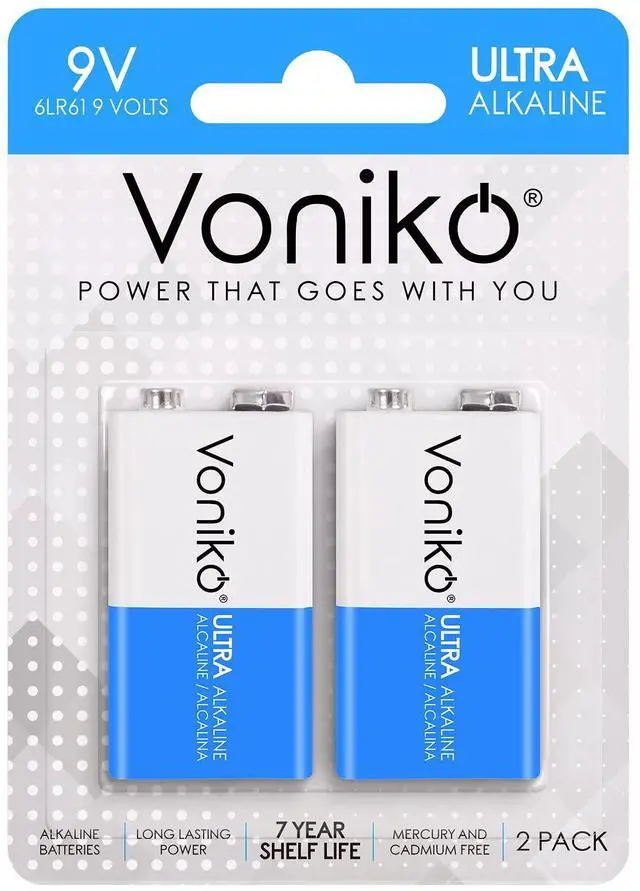 Main image of 2-Pack 9V Batteries, Long-Lasting 9 Volt Battery for Smoke Detector, Fire Alarm and Household Devices, Leakproof, 7-Year Shelf Life