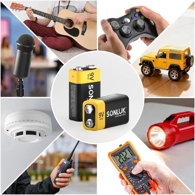 Alt view image 6 of 7 - 9V Batteries 10 Pack Carbon Zinc 6F22 Square 9 Volt Battery for Smoke/CO Detector, Ultra Long Lasting
