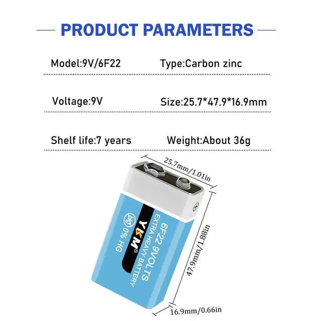 Alt view image 7 of 7 - 2 Pack 9V Batteries 9 Volt Battery for Smoke Detector Smoke Alarm