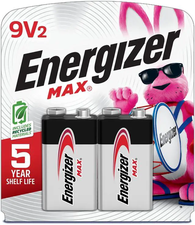 Main image of MAX 9V Batteries (2 Pack), 9 Volt Alkaline Batteries - Packaging May Vary