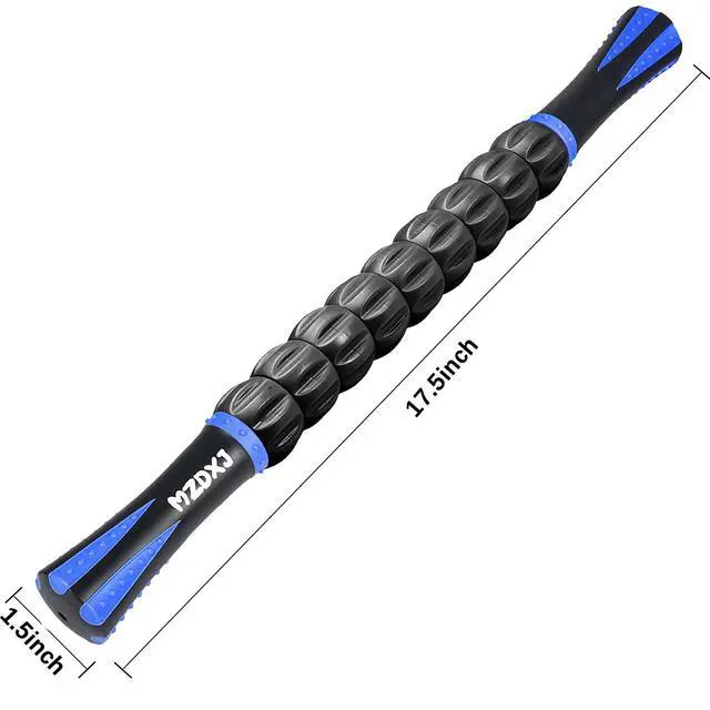 Alt view image 2 of 7 - Muscle Roller Massage Roller Stick- Deep Tissue Fascia Blaster for Myofascial Pain Relief, Lymphatic Drainage & Body Sculpting, Handheld Physical Therapy & Recovery Tool (Blue black-18 inch)