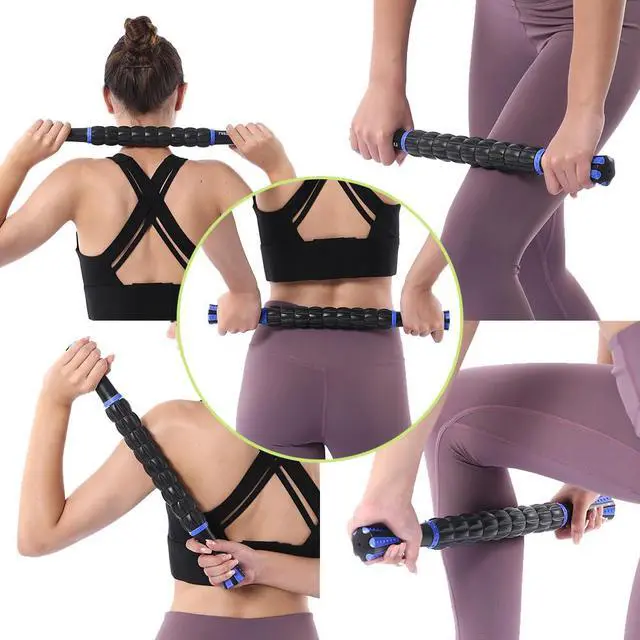 Alt view image 7 of 7 - Muscle Roller Massage Roller Stick- Deep Tissue Fascia Blaster for Myofascial Pain Relief, Lymphatic Drainage & Body Sculpting, Handheld Physical Therapy & Recovery Tool (Blue black-18 inch)