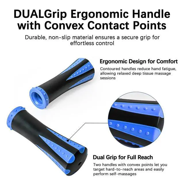 Alt view image 5 of 7 - Muscle Roller Massage Roller Stick- Deep Tissue Fascia Blaster for Myofascial Pain Relief, Lymphatic Drainage & Body Sculpting, Handheld Physical Therapy & Recovery Tool (Blue black-18 inch)