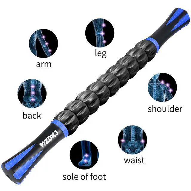 Alt view image 6 of 7 - Muscle Roller Massage Roller Stick- Deep Tissue Fascia Blaster for Myofascial Pain Relief, Lymphatic Drainage & Body Sculpting, Handheld Physical Therapy & Recovery Tool (Blue black-18 inch)