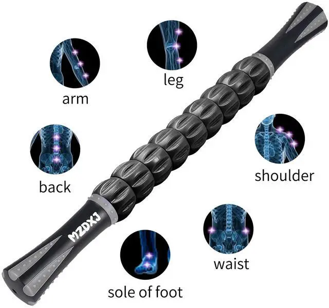 Alt view image 6 of 7 - Muscle Roller Massage Roller Stick- Deep Tissue Fascia Blaster for Myofascial Pain Relief, Lymphatic Drainage & Body Sculpting, Handheld Physical Therapy & Recovery Tool (Gray black-18 inch)