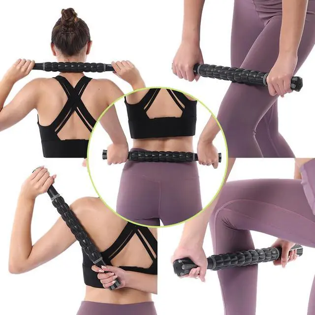 Alt view image 7 of 7 - Muscle Roller Massage Roller Stick- Deep Tissue Fascia Blaster for Myofascial Pain Relief, Lymphatic Drainage & Body Sculpting, Handheld Physical Therapy & Recovery Tool (Gray black-18 inch)