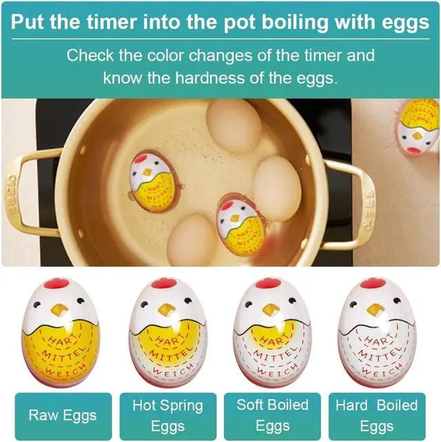 Alt view image 4 of 6 - Egg Boiling Timer 2-Pack Color-Changing in-Water Indicator for Soft, Medium & Hard Eggs