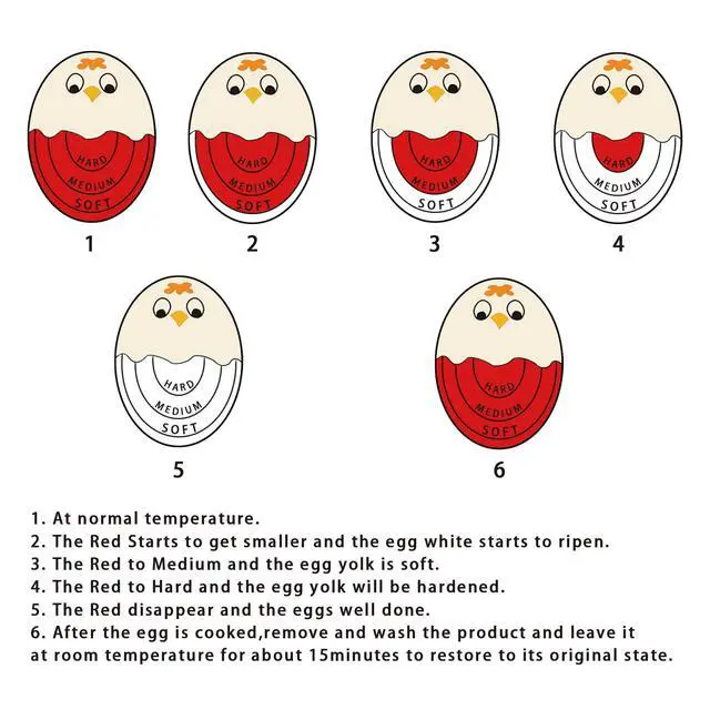 Alt view image 2 of 6 - Egg Timer Sensitive Hard & Soft Boiled Color Changing Indicator Tells When Eggs are Ready (Red 4pack)