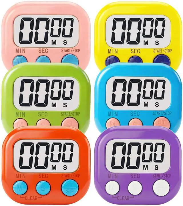 Main image of Digital Timer for Classroom Teachers Students, Magnetic Kitchen Countdown Timer, Easy Timers for Kids Homework Study Cooking Gym Game, 6 Pcs