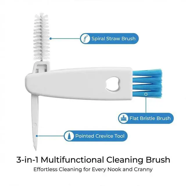 Alt view image 2 of 7 - 3 in 1 Cup Lid Gap Cleaning Brush Set, Multifunctional Bottle Cleaning Brush, Mutipurpose Tiny Silicone Cup Holder Cleaner, Home Kitchen Cleaning Tools (White)