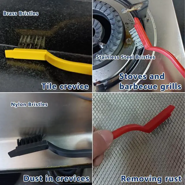 Alt view image 4 of 7 - 11Pcs Crevice Cleaning Brush Set, Hard Bristle Gap Cleaner Brushes,Ideal for deep Cleaning Gaps, Kitchens, Sinks, bathrooms, Tight Spaces, Corners, Bottles, Cups, teapots