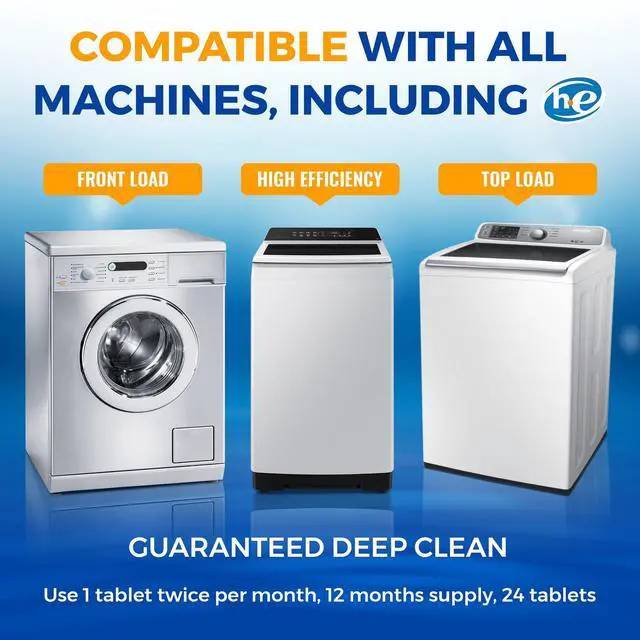 Alt view image 3 of 6 - Washing Machine Cleaner Tablets 24 pack Powerful Descaler -Deep Cleaning for HE Front Loader & Top Load Washer Septic Safe Eco-Friendly Deodorizer Clean Drum & Laundry Tub Seal- Year's Supply