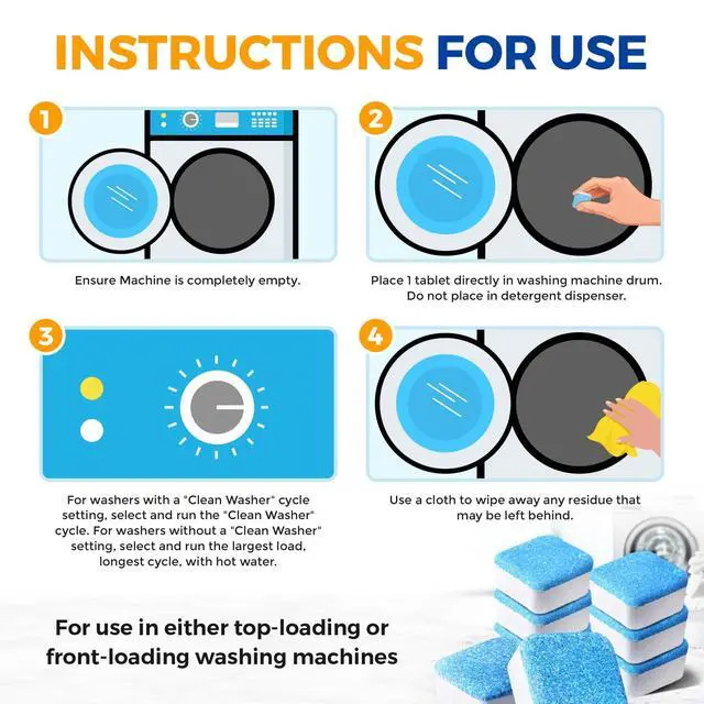 Alt view image 4 of 6 - Washing Machine Cleaner Tablets 24 pack Powerful Descaler -Deep Cleaning for HE Front Loader & Top Load Washer Septic Safe Eco-Friendly Deodorizer Clean Drum & Laundry Tub Seal- Year's Supply